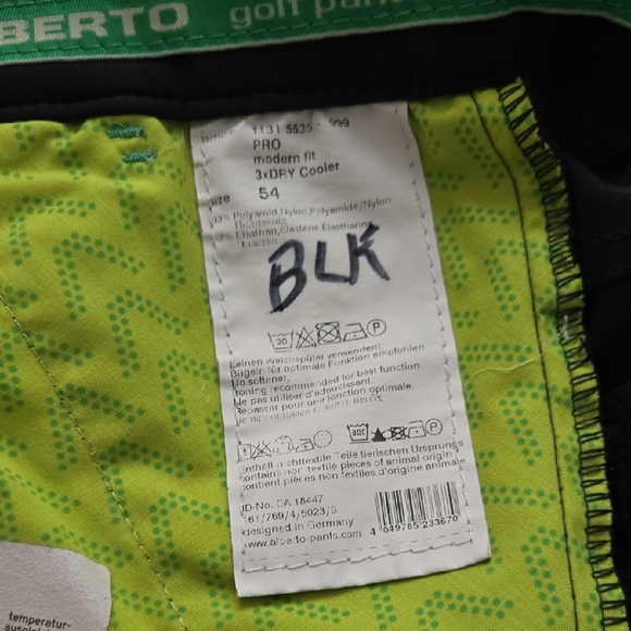 Alberto Men's Modern Fit Black Straight Leg Golf Pants Size 54 - Picture 8 of 10